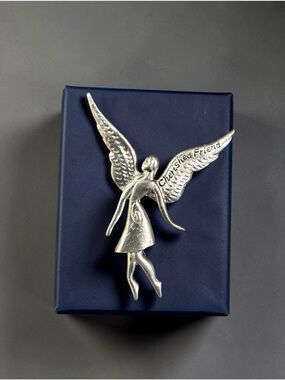 Cherished Friend Silver Angel Brooch/Pendant, Vintage